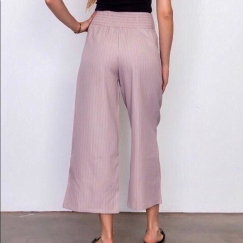Hidden Alley Taupe Pinstripe Gaucho Pants - Picture 3 of 8